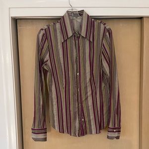 Etro Milano Womens Striped Button Down Shirt Sz 46 IT